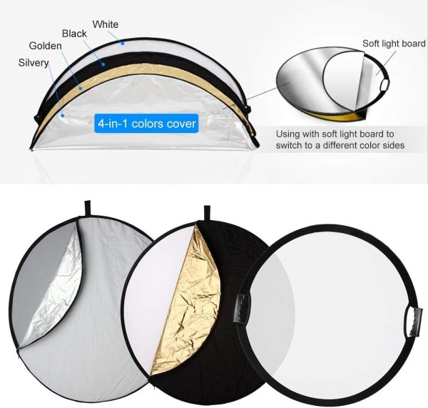 32  80cm  5 in 1 Round Reflector with Handle for Photography Photo Studio Lighting   Outdoor Lighting SoftBox & Reflectors