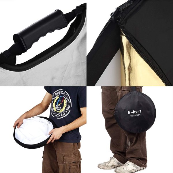 32  80cm  5 in 1 Round Reflector with Handle for Photography Photo Studio Lighting   Outdoor Lighting SoftBox & Reflectors
