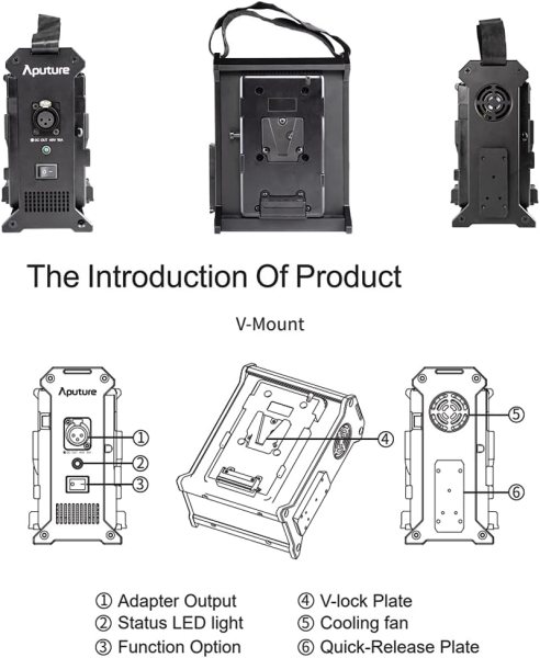 Aputure 2 Bay Battery Power Station  V Mount      Lightweight  Portable Power for Nova P300c   amaran 100 200 Battery & Grip