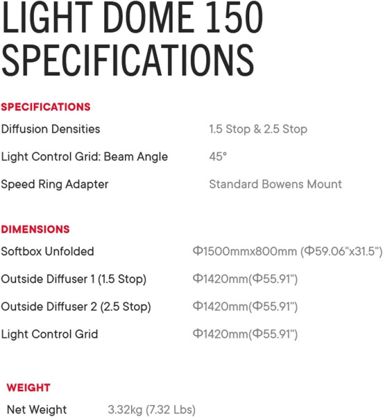 Aputure Light Dome 150 Softbox   150cm Deep Parabolic Bowens Mount for Aputure   Amaran Lights SoftBox & Reflectors
