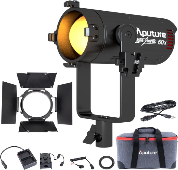 Aputure Light Storm LS 60x Bi Color LED Light 30000lux  1m  CRI 95  TLCI 95 Built in 9 Lighting FX  Support NP F970 Battery  includes Barn Doors Suppo Lighting