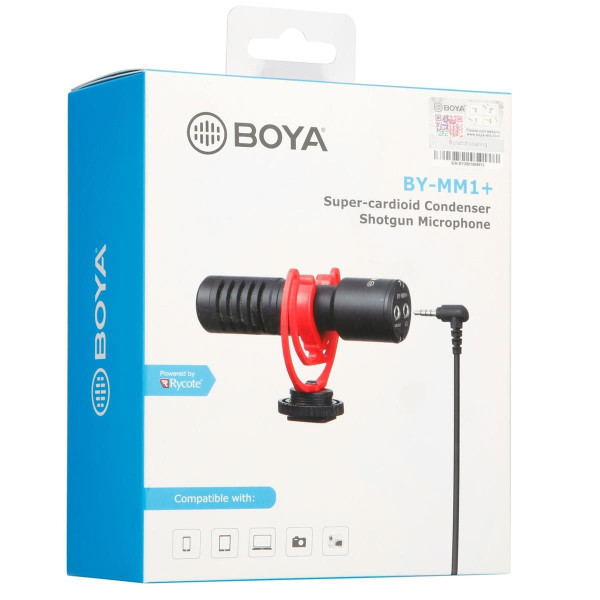 BOYA BY MM1  Professional Audio Recording Microphone  On Camera  Cardioid  Condenser  Mini Mic for Smartphone  DSLR  DV  Live Streaming  Interview Professional Audio