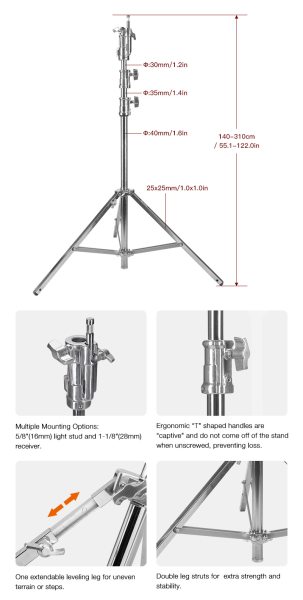 E Image 9109C Plus Professional Stand     Heavy Duty  Adjustable  and Durable Light Stands