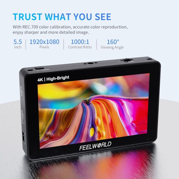 FEELWORLD F6 PLUSX 5 5  1600nit High Bright Touchscreen Monitor   4K HDMI  HDR  3D LUT Pro Videos