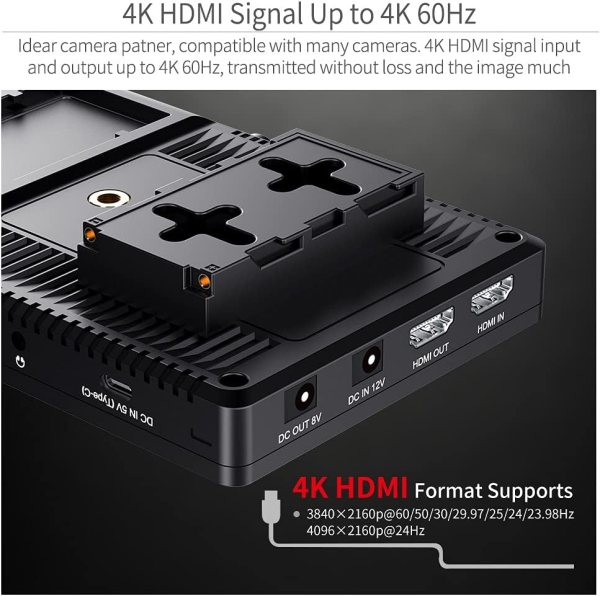 FEELWORLD F7 PRO 7 Inch Touch Screen DSLR Camera Field Monitor with 3D LUT HDR Waveform F970 External Power Install Kit 1920x1200 4K 60Hz HDMI Input O Pro Videos