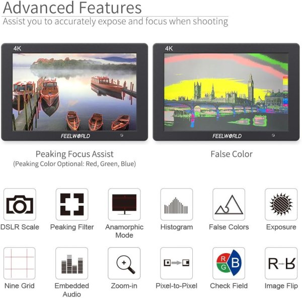 FEELWORLD T7 7  4K HDMI Camera Monitor   Full HD IPS  Peaking Focus  Aluminum Body Pro Videos