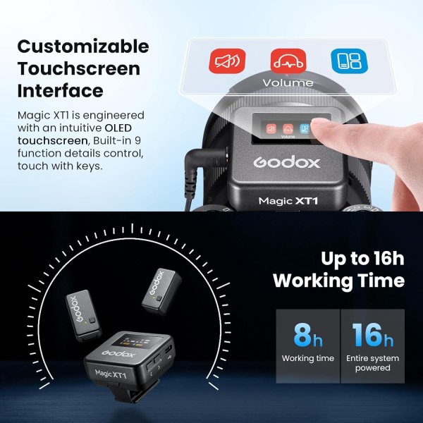 Godox Magic XT1 2 4GHz Wireless Dual Microphone System with Type C Adapter Flashes Trigger & Remote