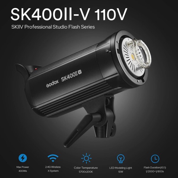 Godox SK400II V Studio Flash with 400Ws Power and LED Modeling Lamp Lighting