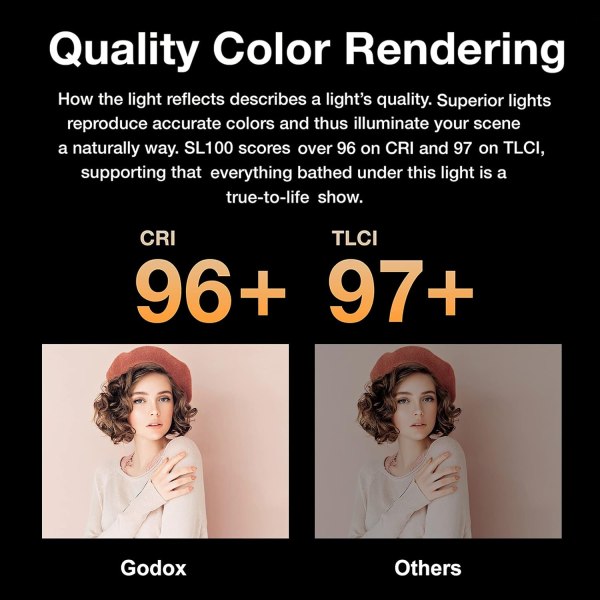 Godox SL100Bi 100W Compact LED Video Light with Bi Color Temperature and Bowens Mount Lighting