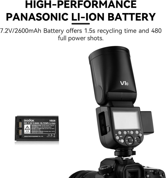 Godox V1 TTL Round Head Flash for Canon     2 4GHz Wireless  High Speed Sync Flashes Trigger & Remote