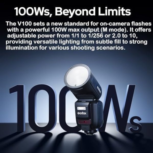 Godox V100C Flash for Canon EOS â€“ 100W E-TTL II, Touch Screen, Shutter Sync, Global HSS 1/80000s Flashes Trigger & Remote