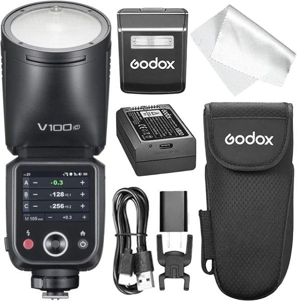 Godox V100C Flash for Canon EOS â€“ 100W E-TTL II, Touch Screen, Shutter Sync, Global HSS 1/80000s Flashes Trigger & Remote