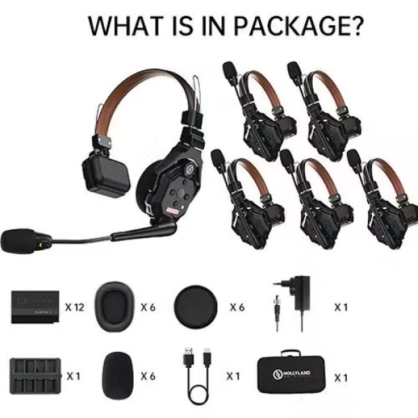 Hollyland 6 Person Noise Cancelling Intercom Headset Full Duplex System     Seamless Communication for Teams Professional Audios