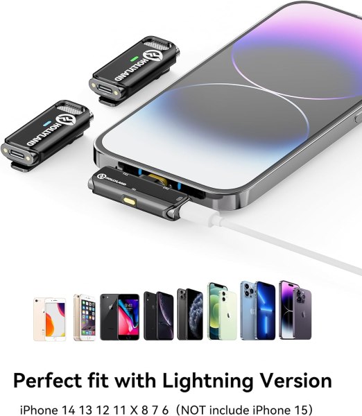 Hollyland Lark C1 Wireless Lavalier Microphone for iPhone 14/13/12 â€“ MFi Certified, 656ft Transmission, Noise Cancelling Professional Audio