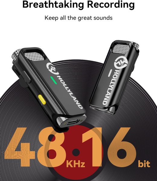 Hollyland Lark C1 Wireless Lavalier Microphone for iPhone 14/13/12 â€“ MFi Certified, 656ft Transmission, Noise Cancelling Professional Audio