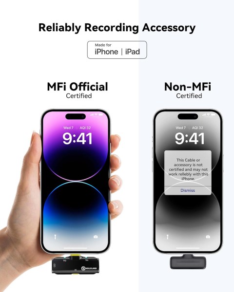 Hollyland Lark C1 Wireless Lavalier Microphone for iPhone 14/13/12 â€“ MFi Certified, 656ft Transmission, Noise Cancelling Professional Audio