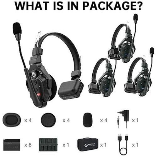 Hollyland Solidcom C1 4S Full Duplex Wireless DECT Intercom System     4 Headsets  1 9 GHz  Professional Audios