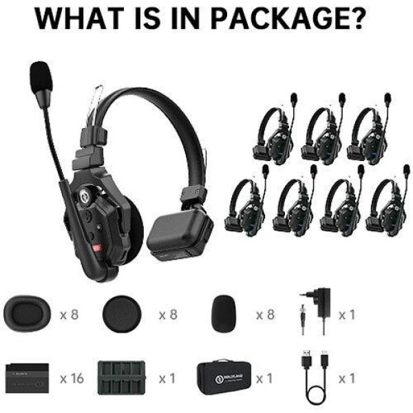 Hollyland Solidcom C1 8S Full Duplex Wireless Intercom System     8 Headsets  1 9GHz DECT Technology Professional Audios