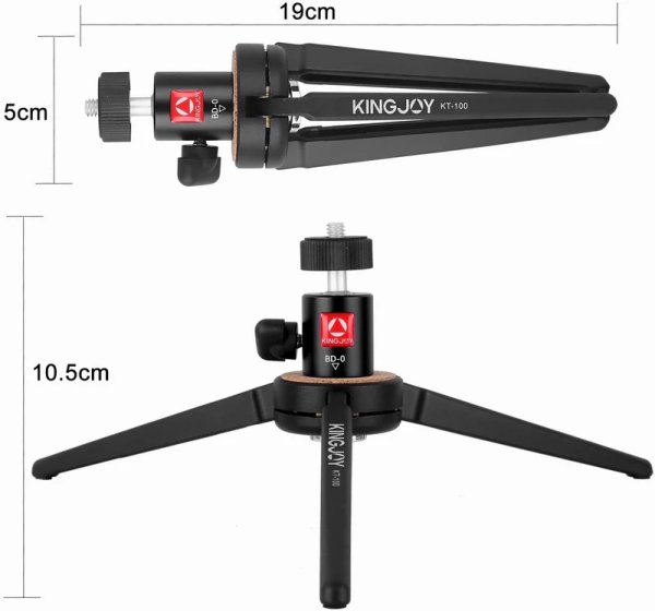 Kingjoy KT 100 BD 0 Aluminum Steel Mini Ball Head Mini Travel Tabletop Tripod Tripods