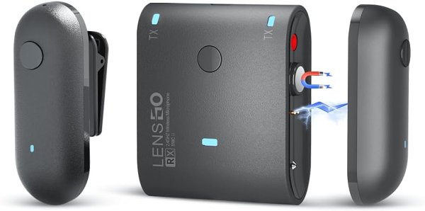 LENSGO 318C II Wireless Lavalier Microphone     Dual Clip On Mic for DSLR  Smartphones   Video Recording Professional Audios
