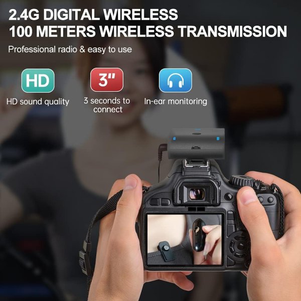 LENSGO 318C II Wireless Lavalier Microphone     Dual Clip On Mic for DSLR  Smartphones   Video Recording Professional Audios