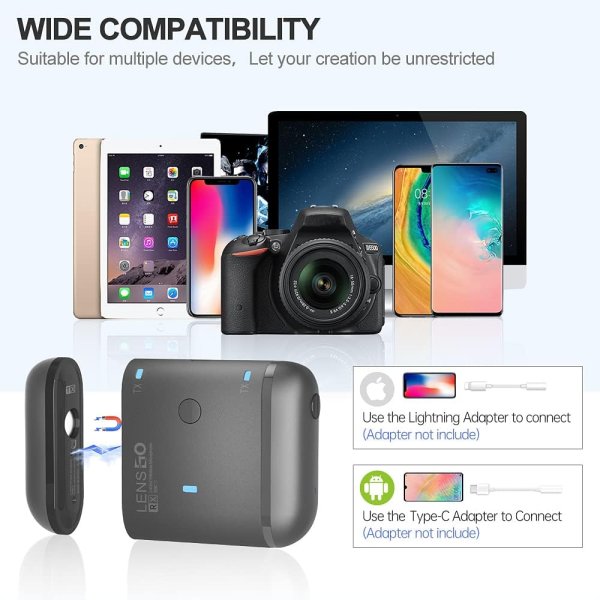 LENSGO 318C II Wireless Lavalier Microphone     Dual Clip On Mic for DSLR  Smartphones   Video Recording Professional Audios