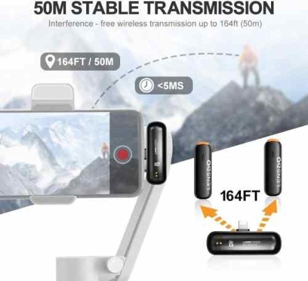 LENSGO 518C Wireless Mini Lavalier Microphone â€“ Compact Mic for Smartphones & Content Creators Professional Audio