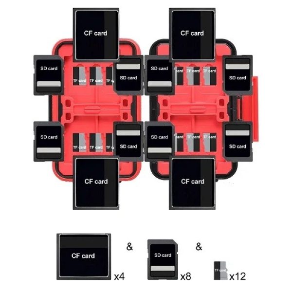 LENSGO LYNCA KH6 Waterproof Memory Card Hard Case     Rugged Storage in Black Red Memory Card & Card Reader