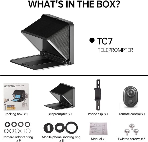 LENSGO TC7 8    Teleprompter for iPad  Smartphone   DSLR     Remote Controlled for Vlogging   Live Streaming Others