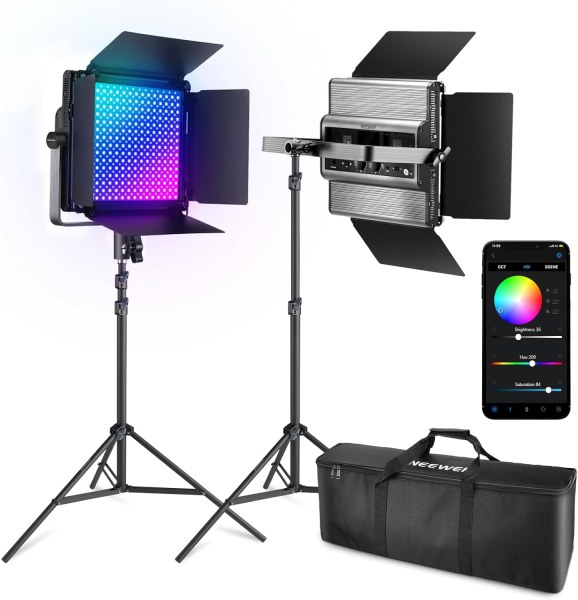 Neewer 2   RGB1200 APP LED Light 60W V4 with 2   200cm Light Stands   Carry Bag     Professional Photography   Video Lighting Kit 