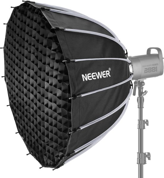 NEEWER 33inch/85cm Parabolic Softbox Quick Set up Quick Folding, with Diffusers/Honeycomb Grid/Bag, Compatible with Aputure 120d Light Dome Godox sl60 