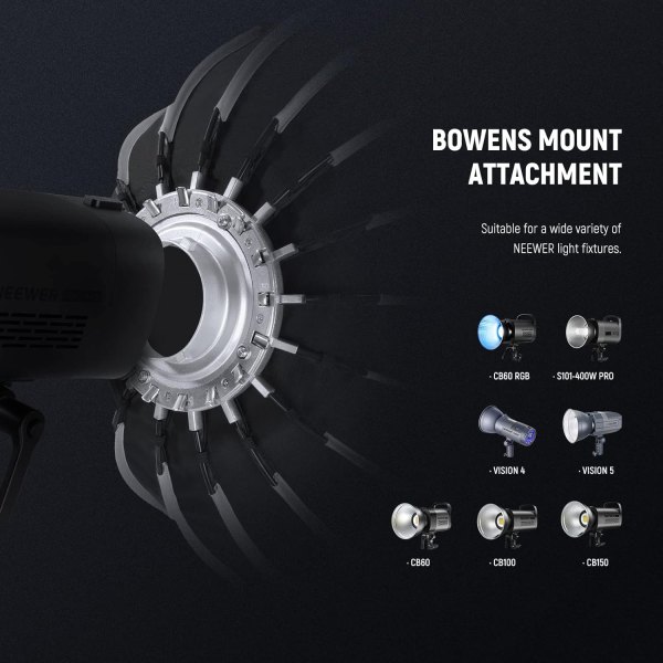 NEEWER 33inch/85cm Parabolic Softbox Quick Set up Quick Folding, with Diffusers/Honeycomb Grid/Bag, Compatible with Aputure 120d Light Dome Godox sl60 SoftBox & Reflectors