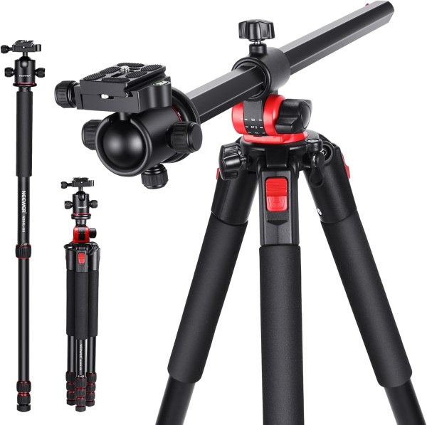 NEEWER 79-Inch Tripod Monopod with Center Column & Ball Head – Aluminum DSLR/Video Camera Stand with Arca-Type QR Plate, Horizontal Overhead Mount, Ca 