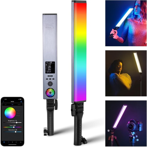 Neewer BH30S Handheld RGB LED Video Light – Portable Rechargeable Photography & Video Lighting with APP Control 