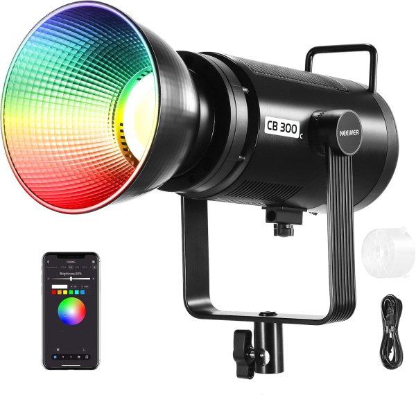 Neewer CB300C RGB Video Light with APP Control – 300W Bi-Color & Full RGB LED Panel for Photography & Video 