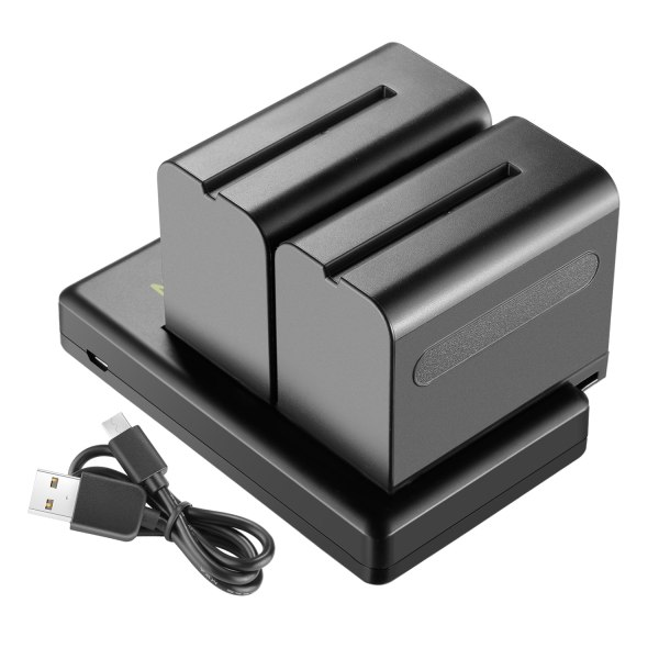 NEEWER Dual USB Fast Charger with 2x 8800mAh NP-F970 Replacement Batteries – Compatible with Sony NP-F970/960/950/930/570/550/530/330 and Sony Handyca 