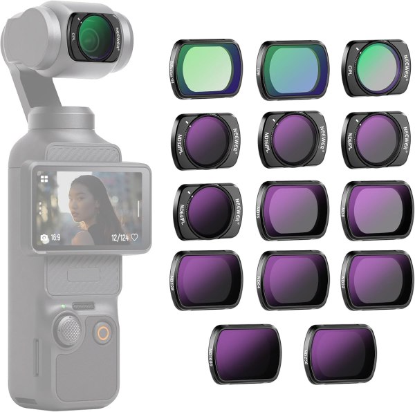NEEWER Magnetic ND & CPL & Effect Filter Set for DJI OSMO Pocket 3 – 14 Pack HD Filters Including CPL, ND8 to ND1000, and Special Effects 