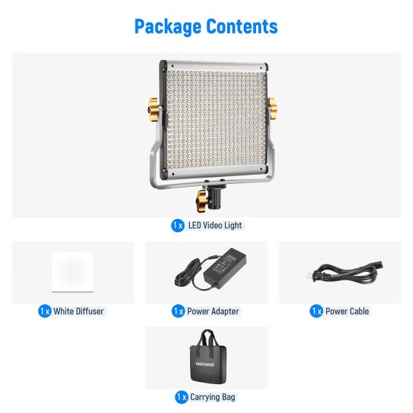 NEEWER NL480 Bi-Color LED Panel Light – 3200K-5600K Dimmable LED Video Light with U Bracket, Barndoors & AC Adapter for Studio Photography & Video Rec 