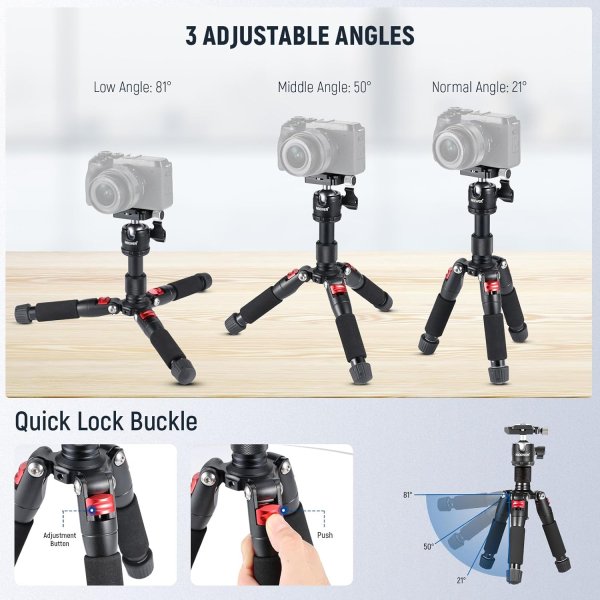 NEEWER Portable Desktop Mini Tripod – Aluminum Alloy 20”/50cm with 360° Ball Head & 1/4” Quick Shoe Plate – Supports DSLR, Mirrorless & Camcorders up  Tripods