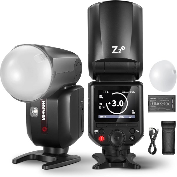 Neewer Z2-S TTL Round Head Flash Speedlite with 3000mAh Lithium Battery – Powerful & Fast Recycle Time 