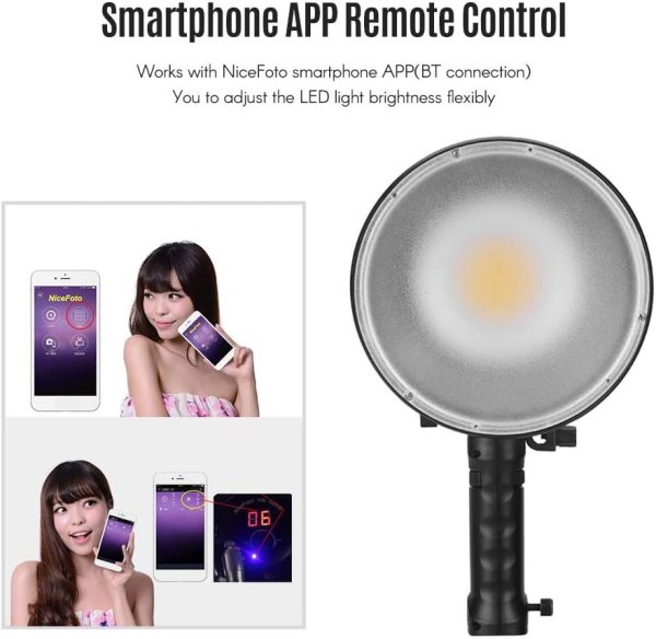 NiceFoto HB 600B Handheld LED Video Light     5500K Adjustable Brightness with APP Control Lighting