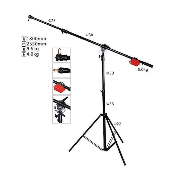 Nicefoto LS 10 Heavy Duty Studio Boom Arm   Superior Support for Photography and Videography Light Stands