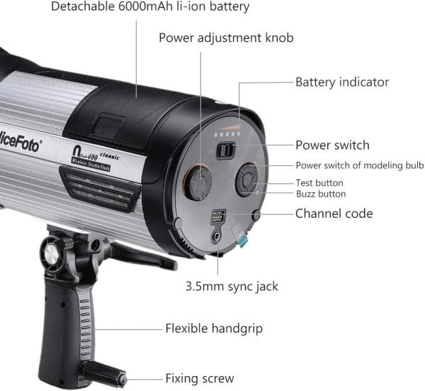 NiceFoto N Flash 400 400Ws Wireless Studio Strobe Flash Light     HSS  Bowens Mount   Built in 6000mAh Battery Others
