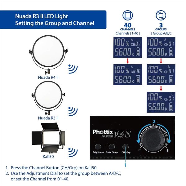 Phottix Nuada R3 VLED Video Light   Soft Bi Color LED Panel for Video   Photography    Key Lighting