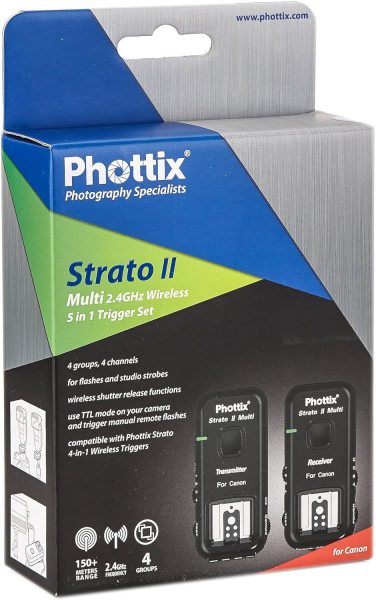 Phottix Strato II Multi 5 in 1 Trigger Set for Canon     Reliable Wireless Flash   Shutter Control Flashes Trigger & Remote