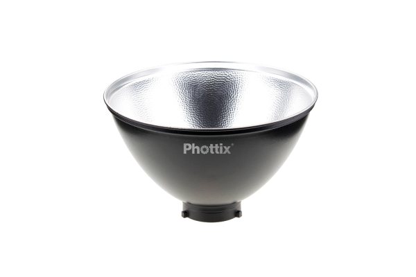 Phottix Wide Angle Reflector with Grid   Diffuser   Bowens Mount  35cm  Silver Lighting