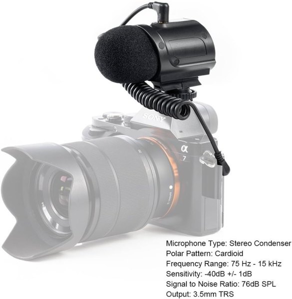 Saramonic SR PMIC2   Stereo Cardioid Condenser Microphone  Battery Free  Professional Audio