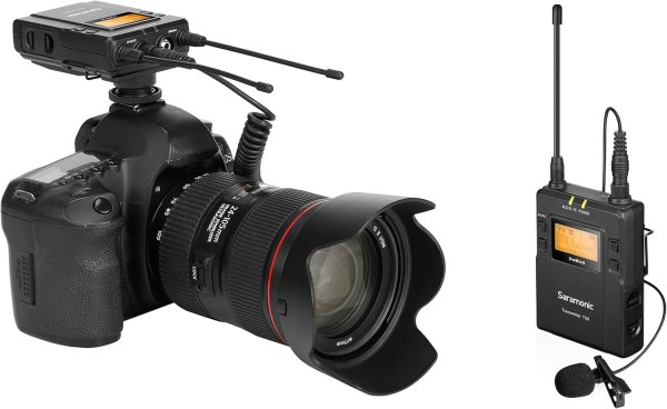 Saramonic UWMIC9 RX9 TX9 UHF Wireless Lavalier Microphone System with Portable Dual Channel Camera Mountable Receiver Black  1 Bodypack TX   1 RX Professional Audio