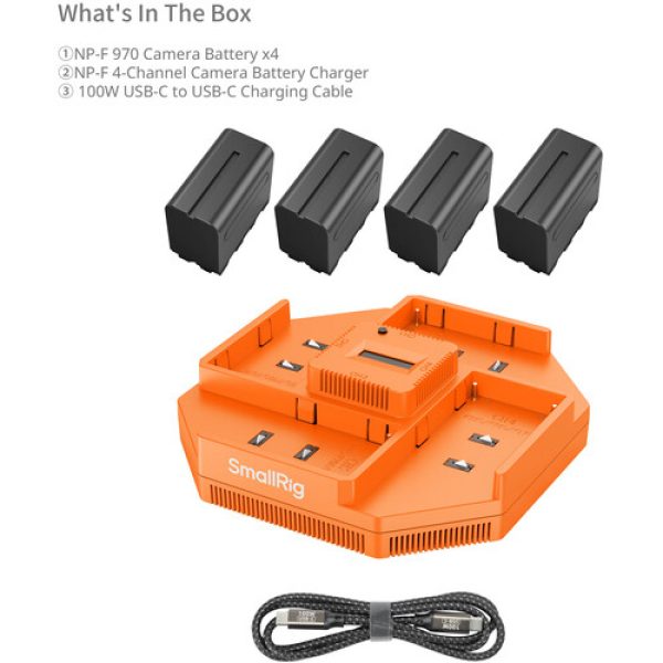 SmallRig 4 Channel Charger  L Series NP F970 4 Battery Kit Battery & Grip