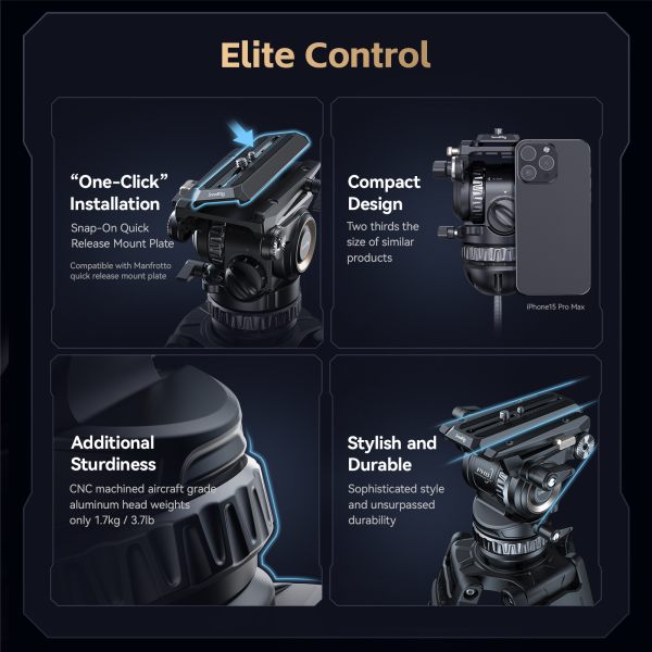 SmallRig AD Pro8 Professional Fluid Head Tripod Kit 4465 Carbon Fiber Video Tripod Kit   Smooth  Sturdy  and Versatile Tripods